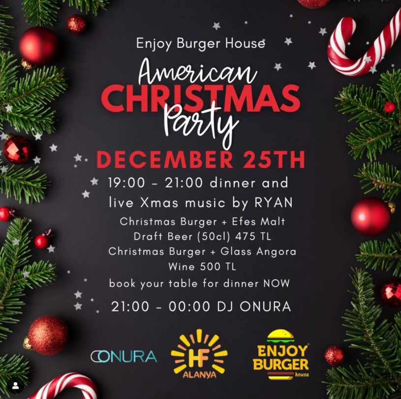 December 25, American Style Christmas Party at Enjoy Burger House