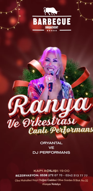 31 Aralık Ranya ve Orkestrası Barbecue Alanya'da