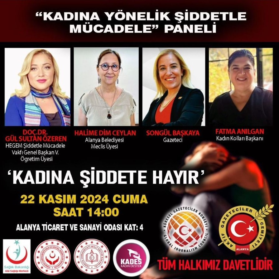 On November 22, a panel discussion on combating violence against women will be held at the Alanya Chamber of Commerce and Industry