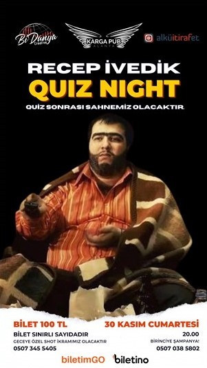 30 Kasım Karga Pub'ta Recep İvedik Quiz Night