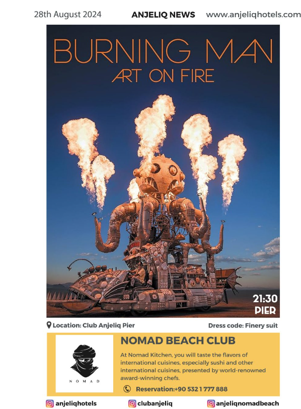 Burning Man Art on Fire Party at Nomad Beach on August 28