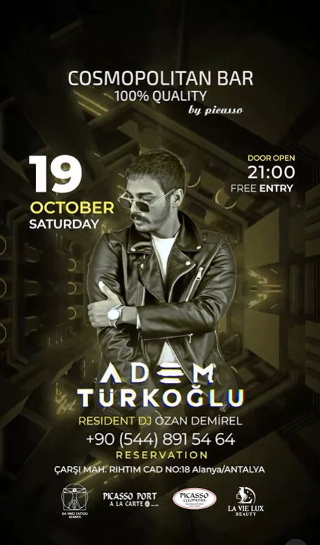 Оn October 19 DJ Adem Türkoğlu at Cosmopolitan Bar