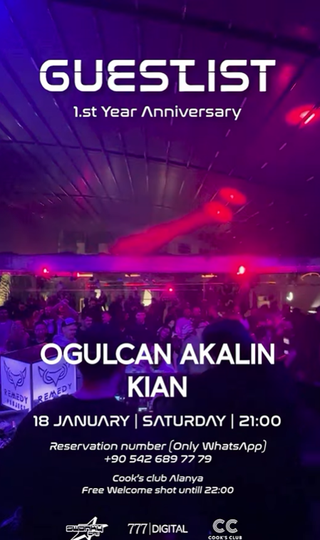 18 Ocak İlk Yılımız Coocks Club Alanya'da