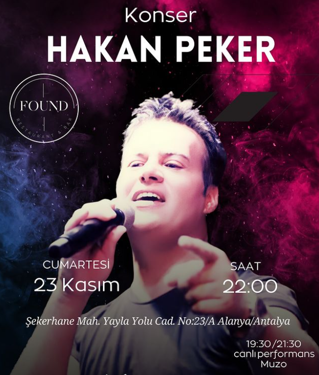 23 Kasım Found by Lost'ta Hakan Peker konseri