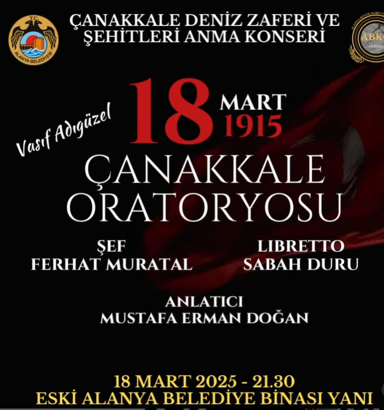March 18 Çanakkale Oratorio next to the old Alanya Municipality building