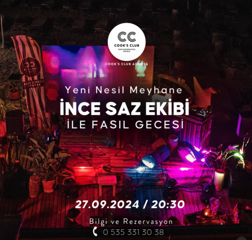 27 сентября в Cook's Club Alanya вечер фаса с ансамблем Инче Саз