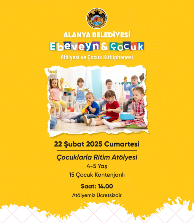 On February 22nd, "Rhythm Workshop with Children" at the Alanya Municipality Children's Library