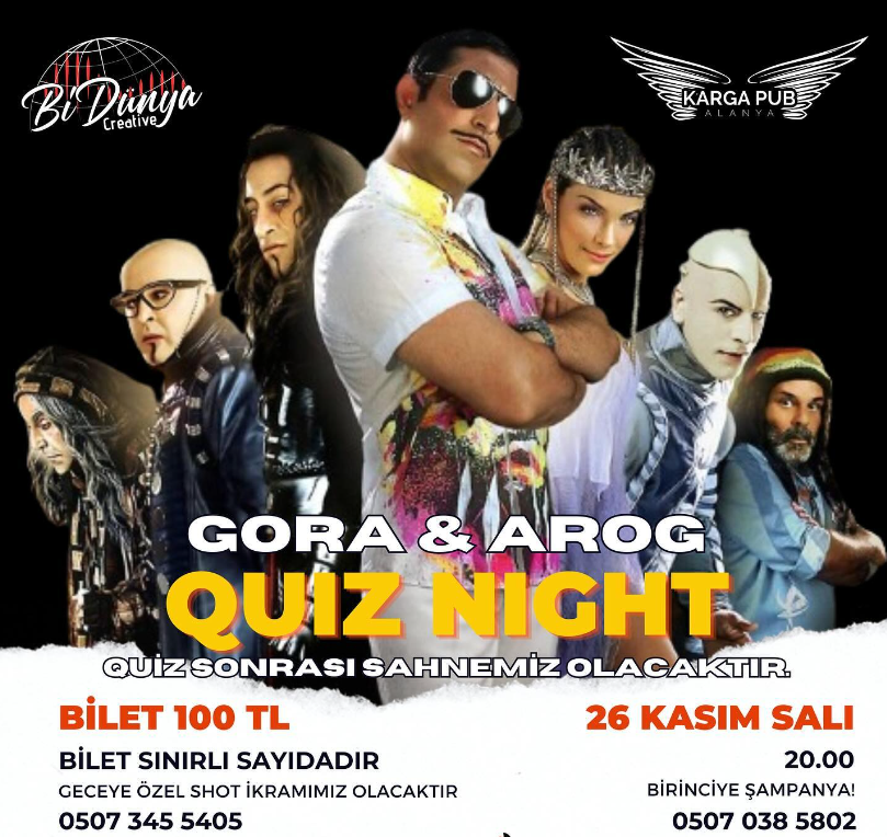 26 Kasım Karga Pub’ta GORA -AROG Quiz Night