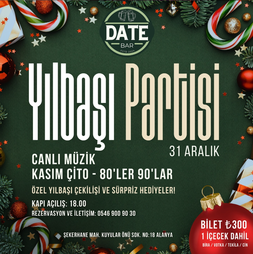 31 Aralık Yılbaşı partisi Date Bar'da