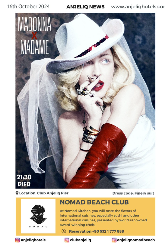 16 Ekim'de Nomad Beach'te Madonna Party!