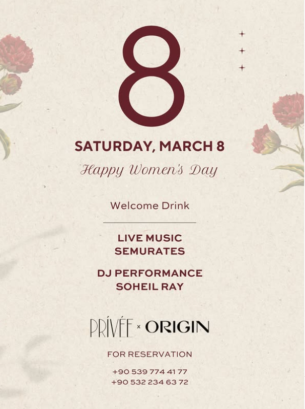 8 Mart Kadınlar Günü Origin Restaurant'ta