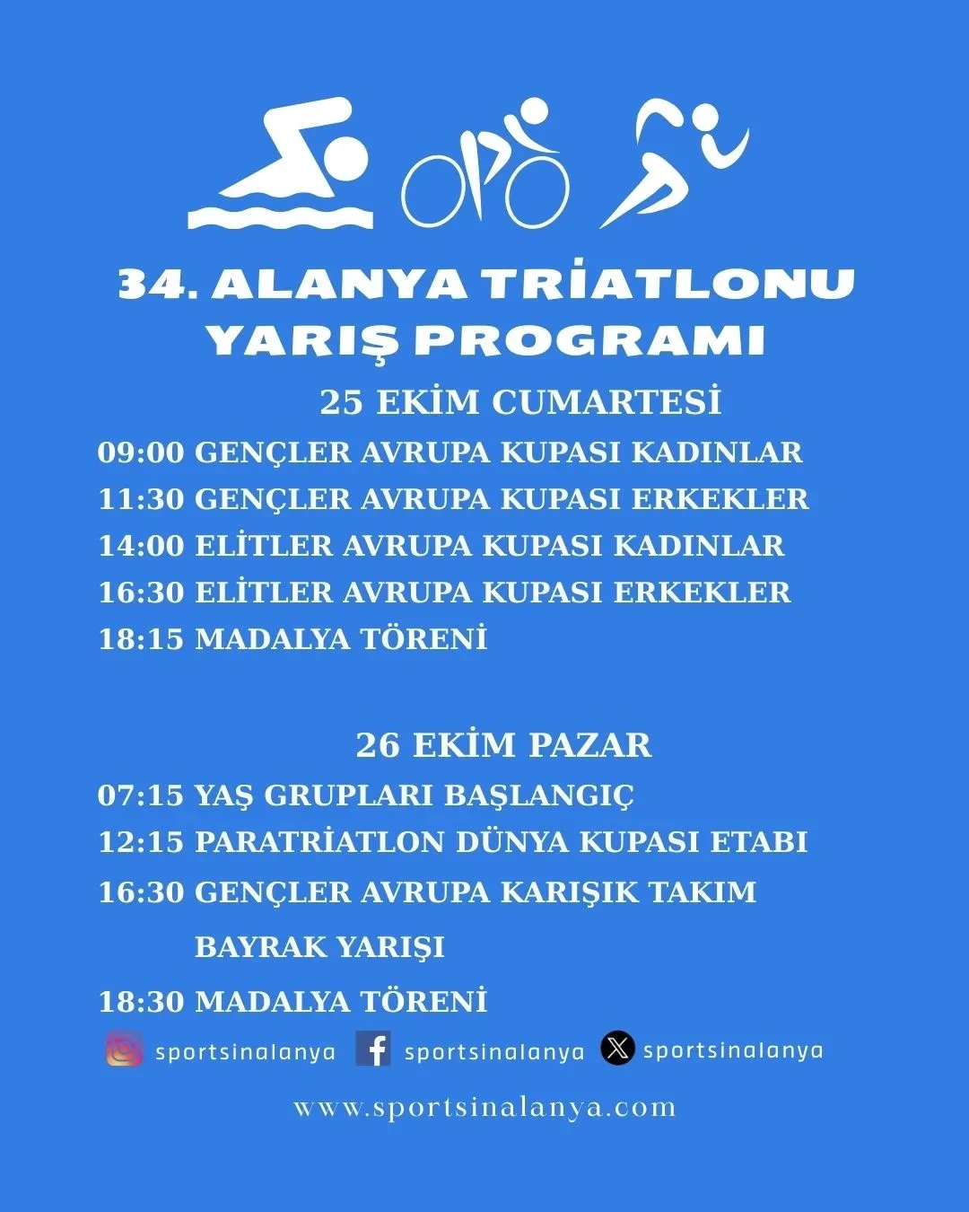 34-й триатлон Аланьи 25-26 октября: лучшие спортсмены мира и Европы в Аланье!